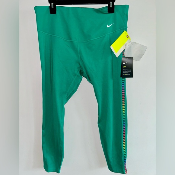 Nike RAINBOW Dry Dri-Fit Green Leggings 1X Womens NWT LGBTQ+ - Picture 1 of 5